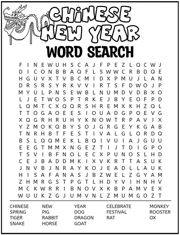 Free Printable Chinese New Year Activities Pack Word