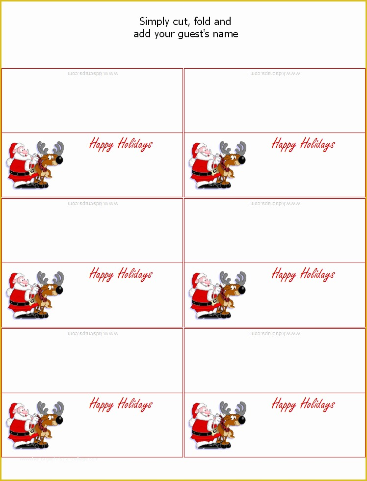 template printable christmas christmas place cards