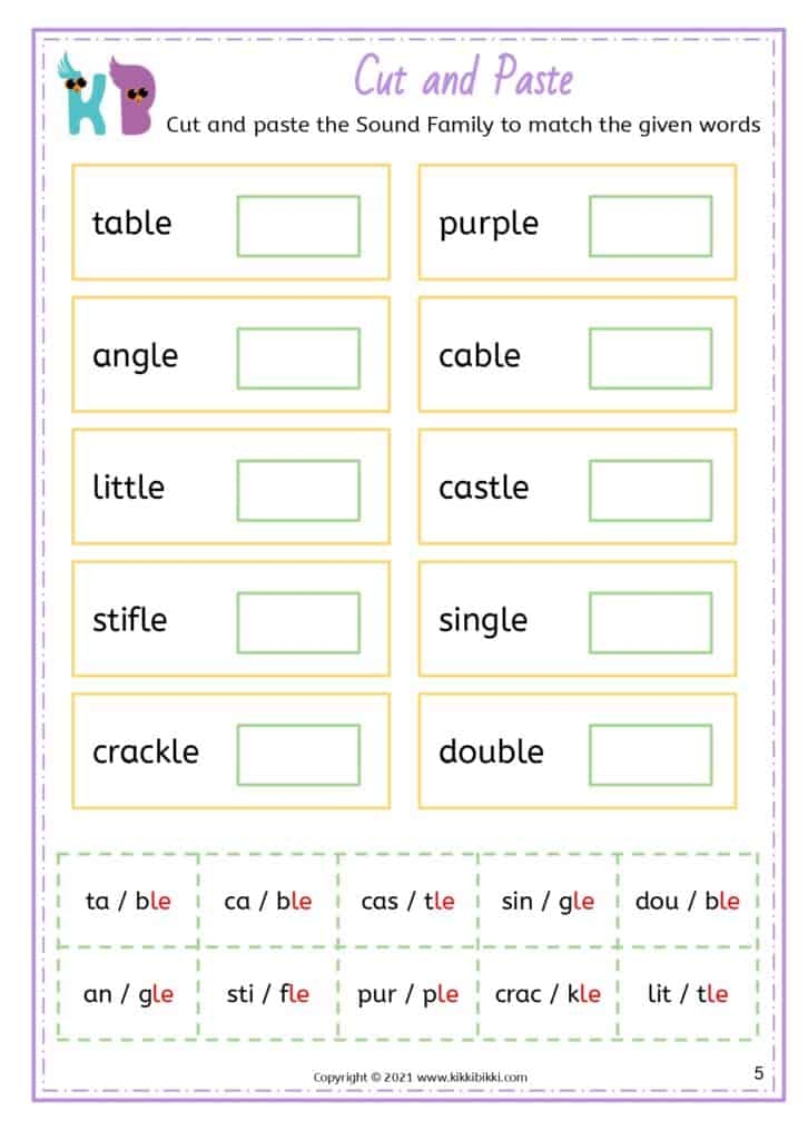 FREE Printable Consonant Le Syllable Words Chutes And Ladder Game 