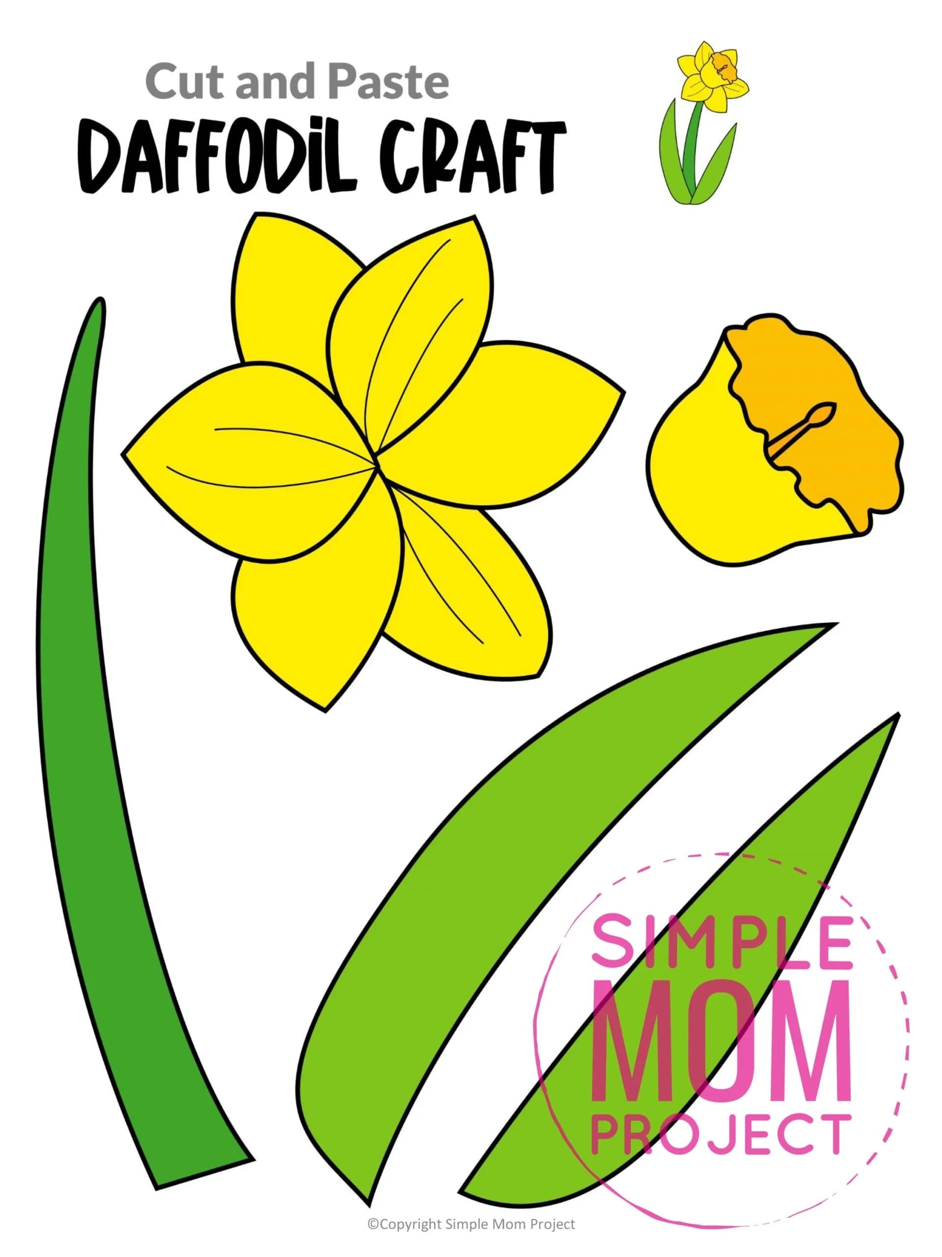 Free Printable Daffodil Craft Template Spring Flower Crafts