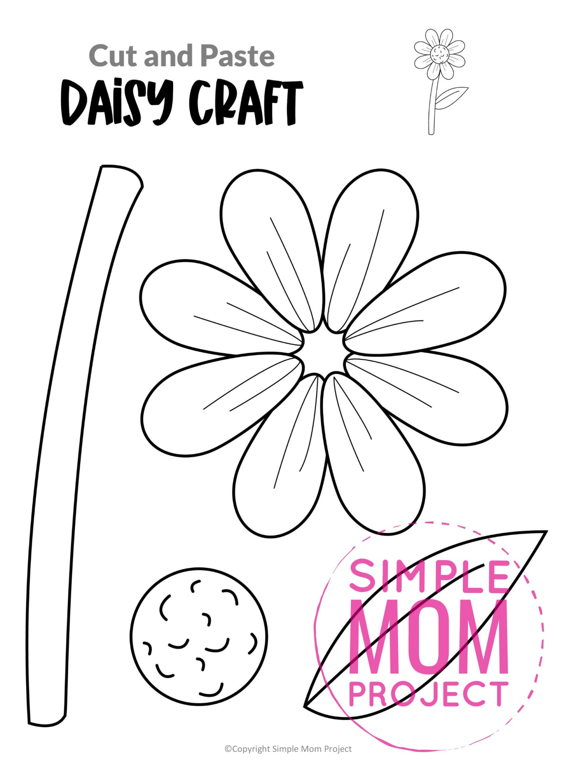 Free Printable Daisy Craft Template Flower Crafts Kids Flower