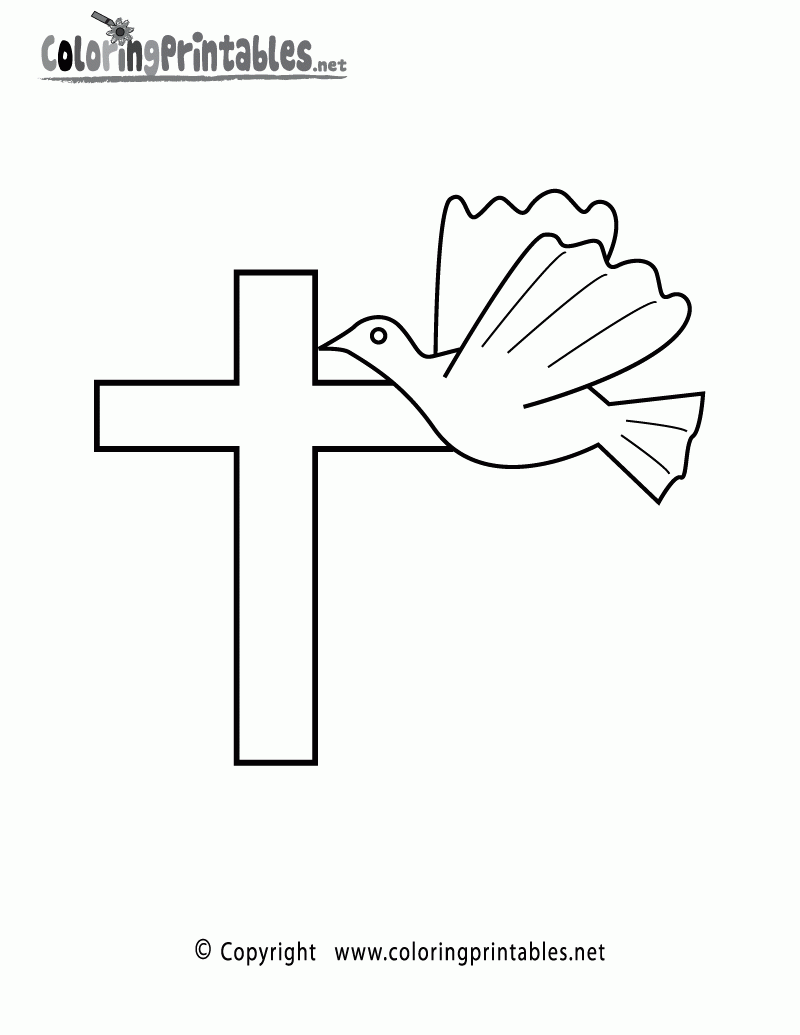 Free Printable Dove Cross Coloring Page