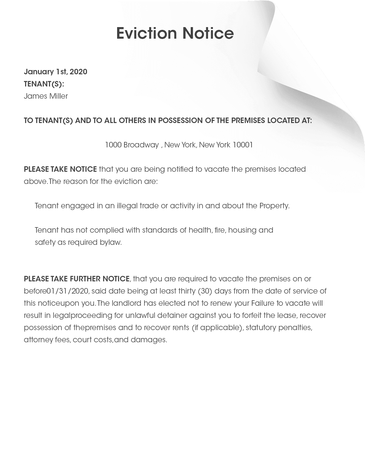 free printable eviction notice template pdf