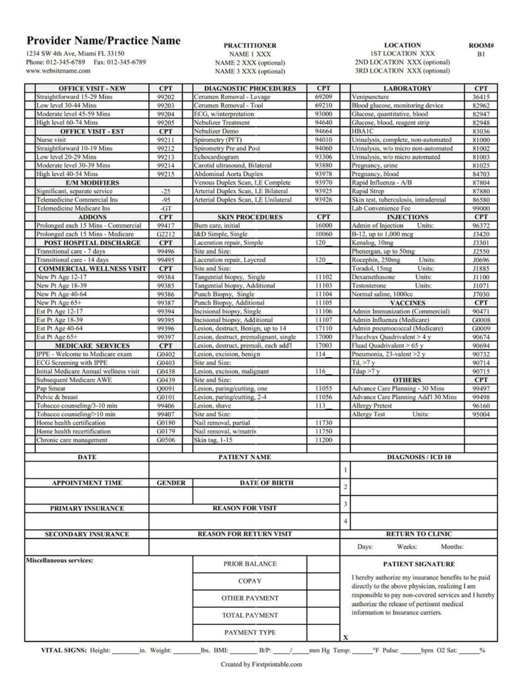Free Printable Family Practice Medicine Superbill Template 2023