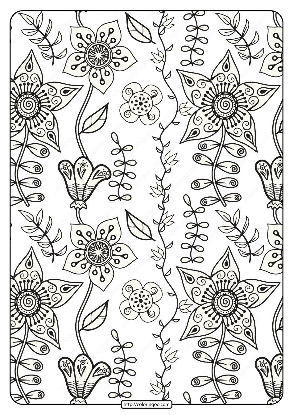 Free Printable Floral Pattern Pdf Coloring Page