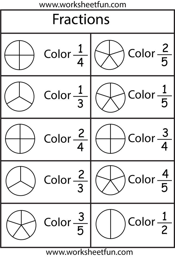 fraction worksheets for 1st graders