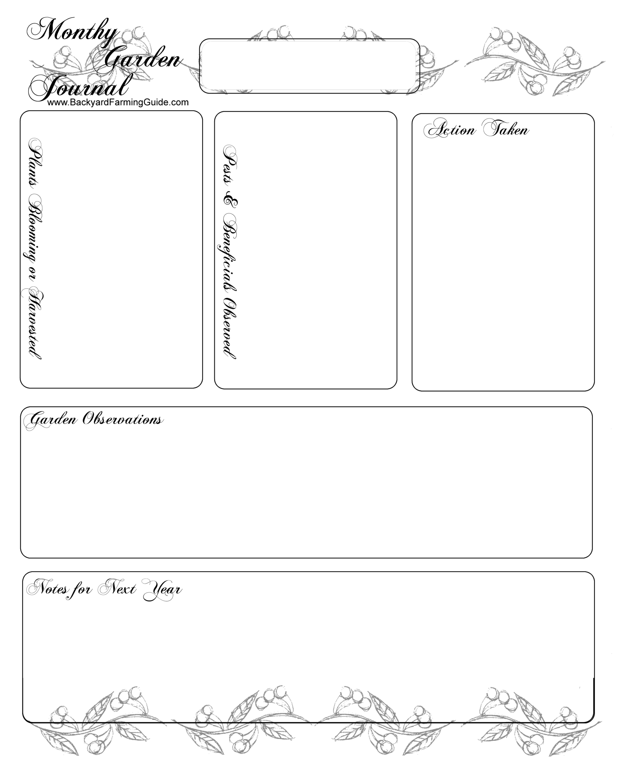 free printable garden journal template