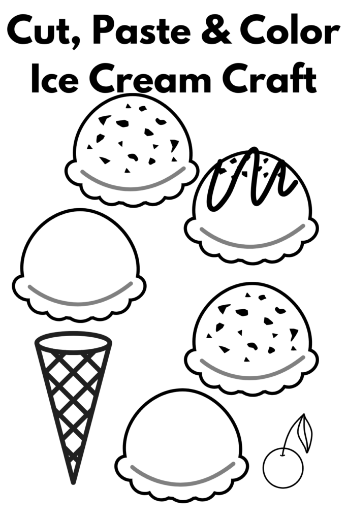 Free Printable Ice Cream Craft Black And White And Pre Colored