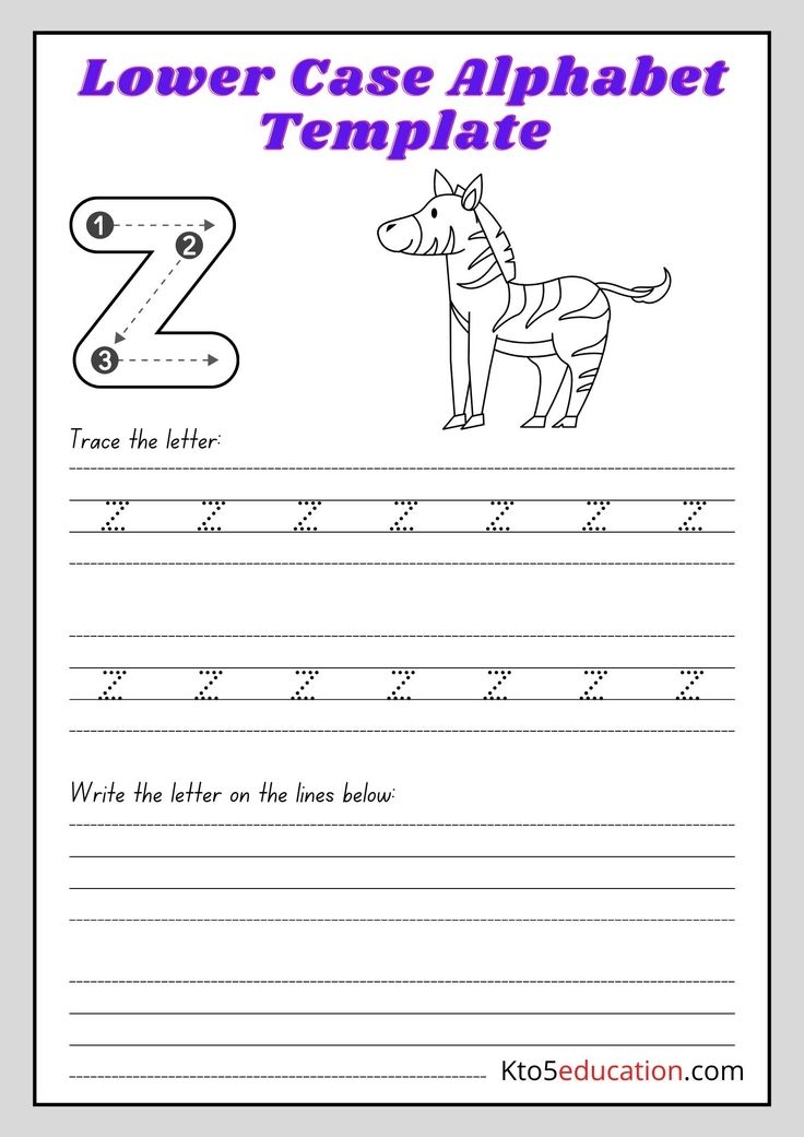 Free Printable Lower Case Alphabet Letter Z Worksheet Lettering 