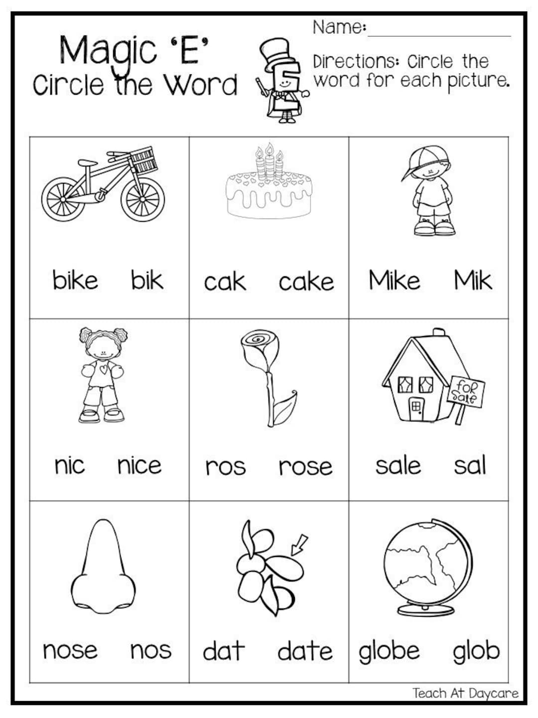 worksheet on magic e