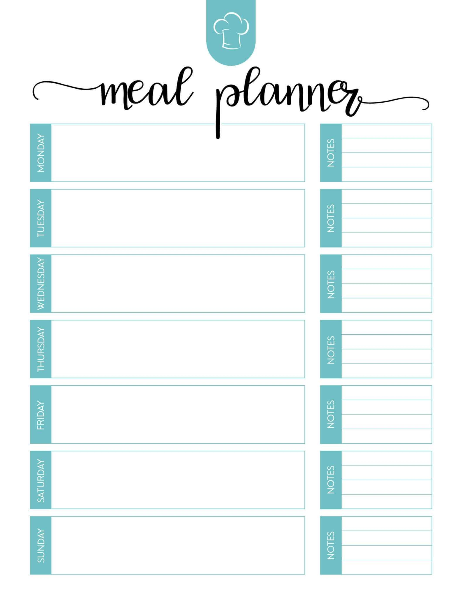Free Printable Meal Planner Set The Cottage Market Regarding Blank