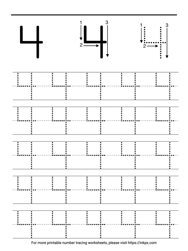 Free Printable Number 4 Tracing Worksheets In PDF PNG And JPG Formats 