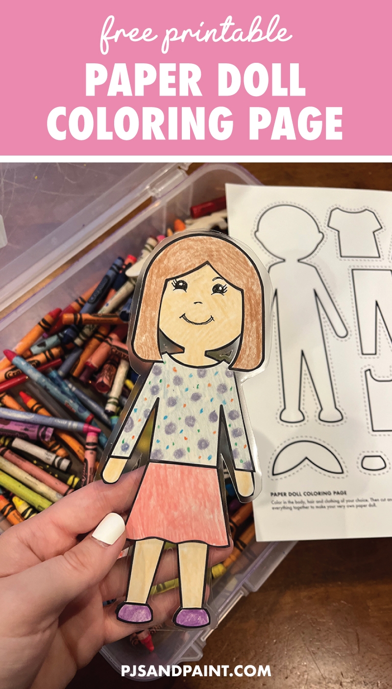 Free Printable Paper Doll Coloring Page Pjs And Paint
