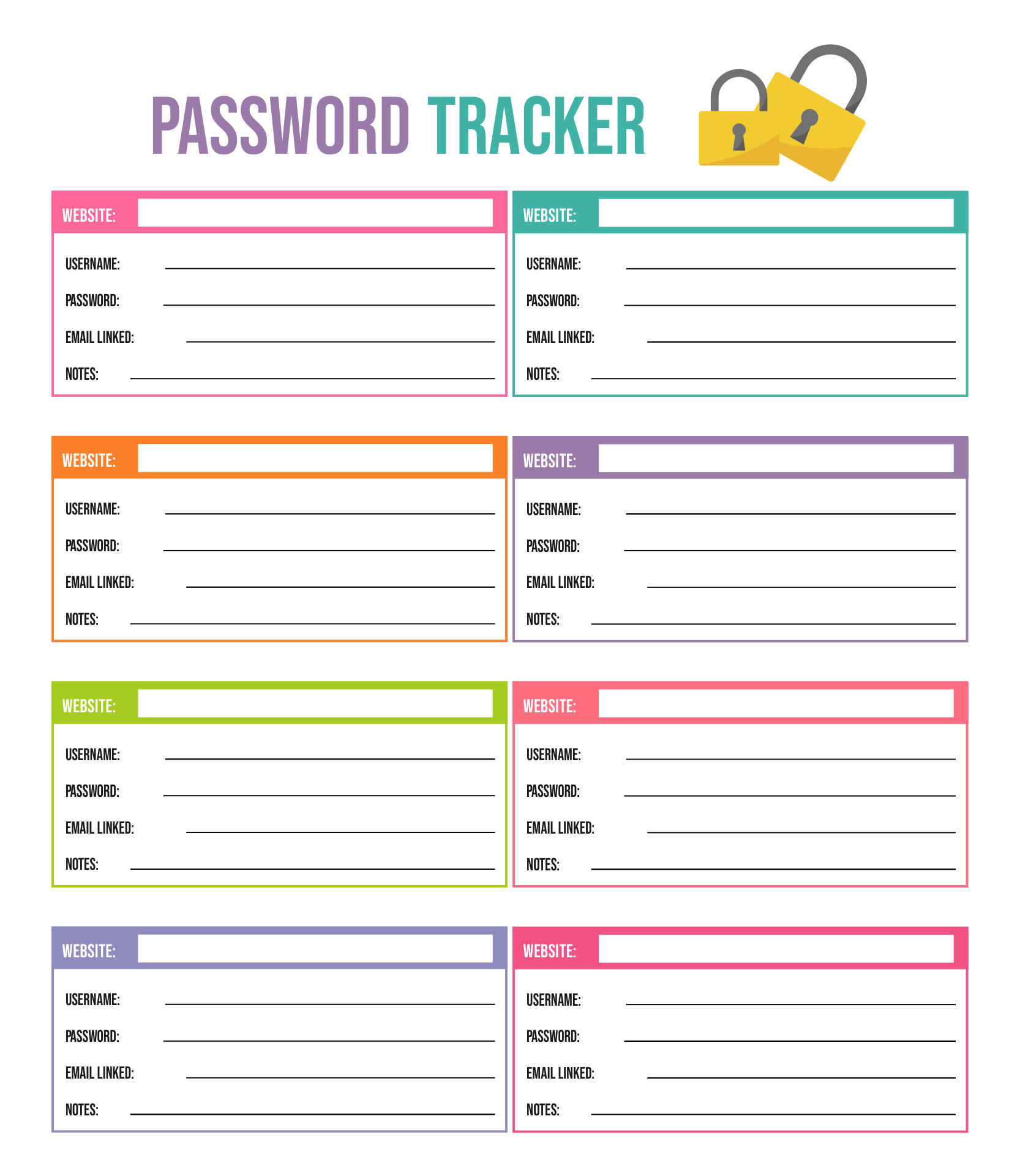 Free Printable Password Keeper Template Printable Templates