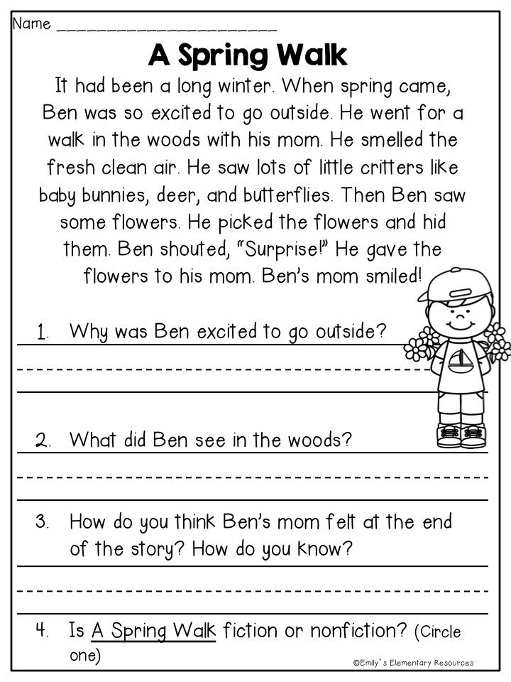 comprehension worksheets for grade 2