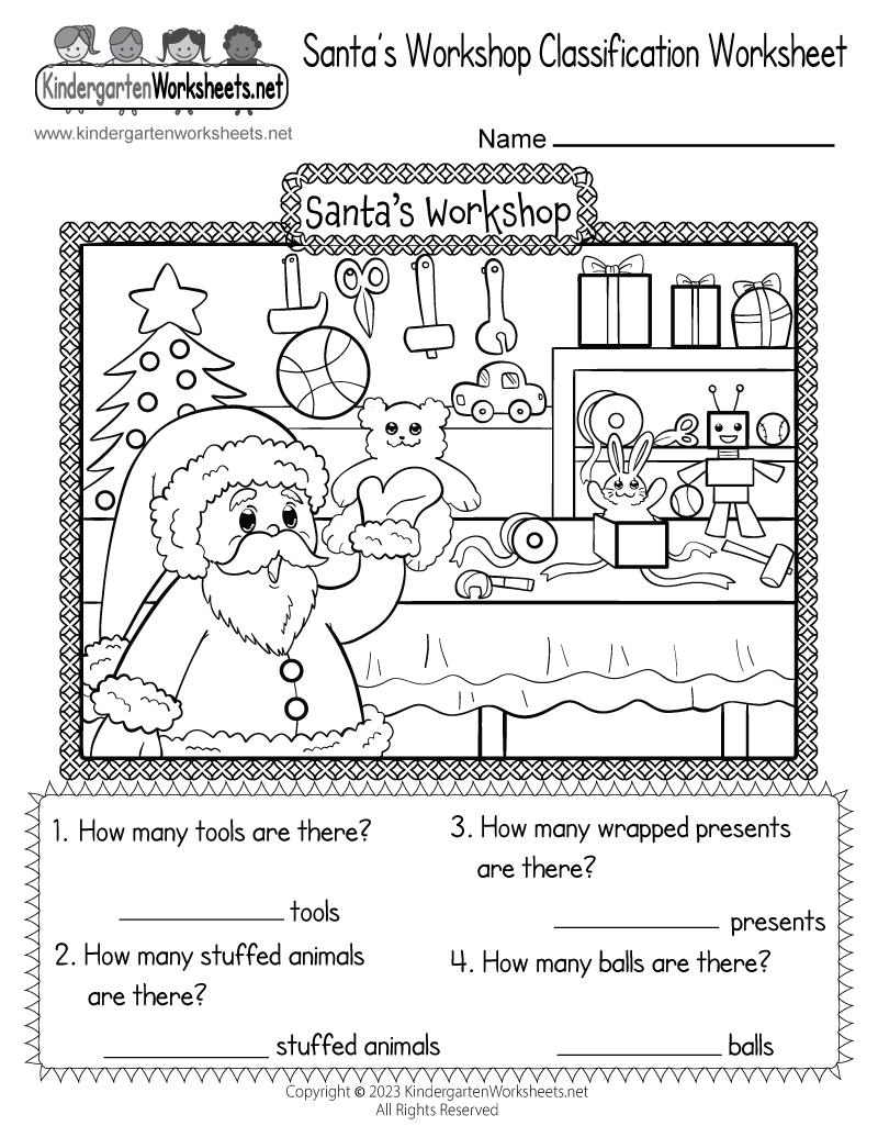 Free Printable Santa 39 s Workshop Classification Worksheet
