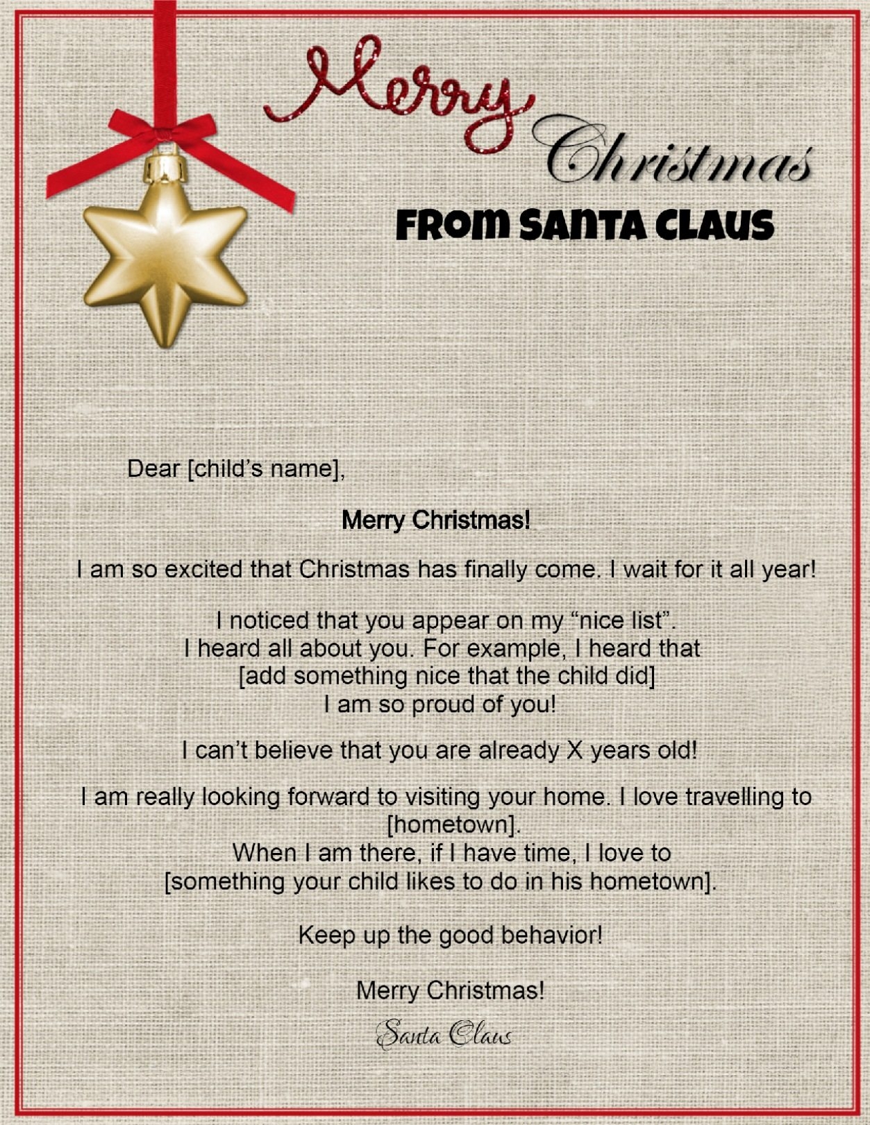 free printable letters to santa templates