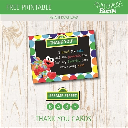 Free Printable Sesame Street Thank You Cards Birthday Buzzin
