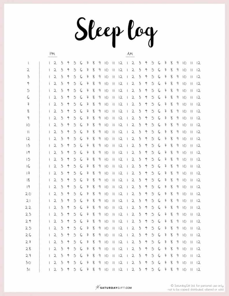 free printable sleep diary template