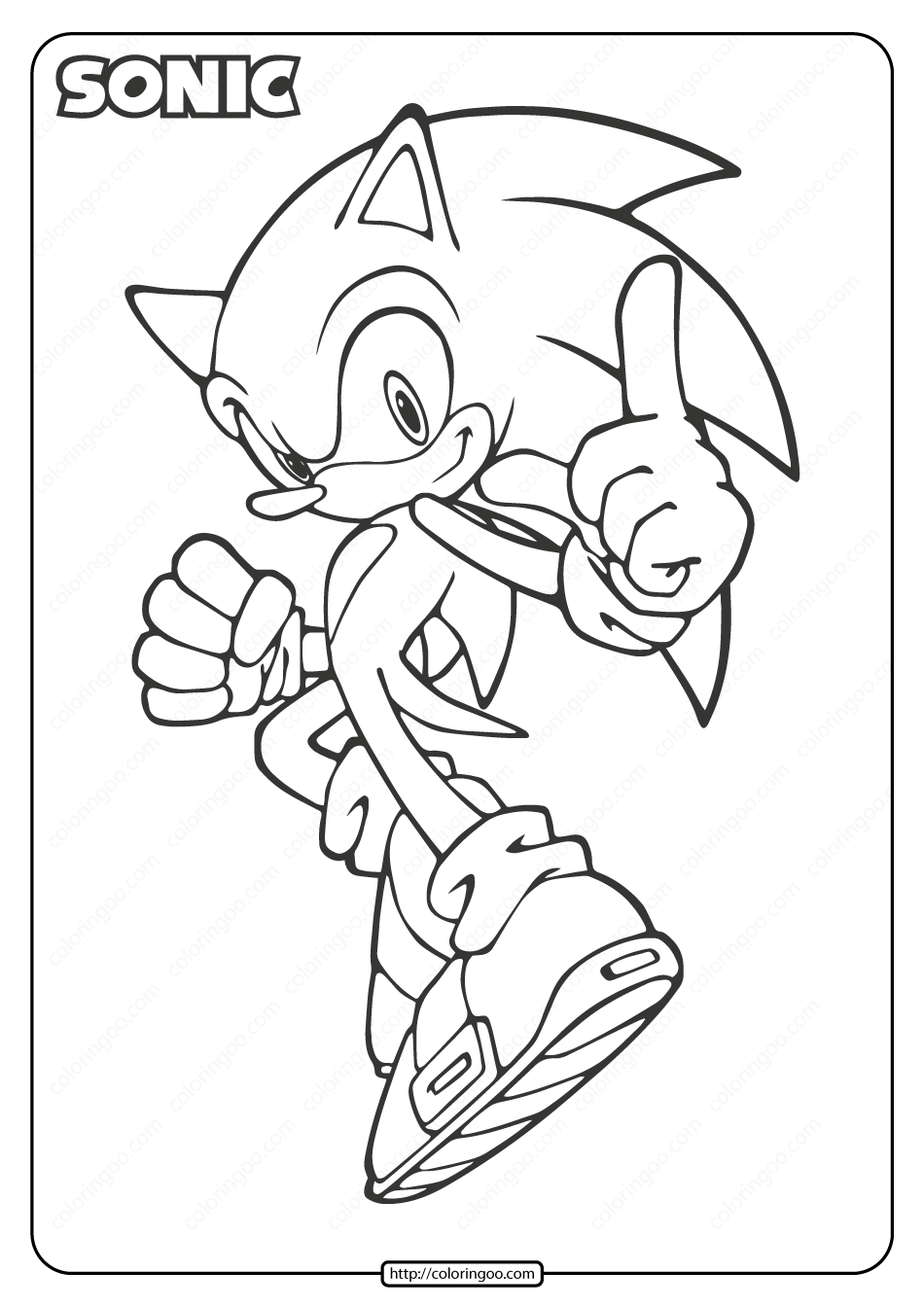Printable Sonic The Hedgehog Coloring Pages