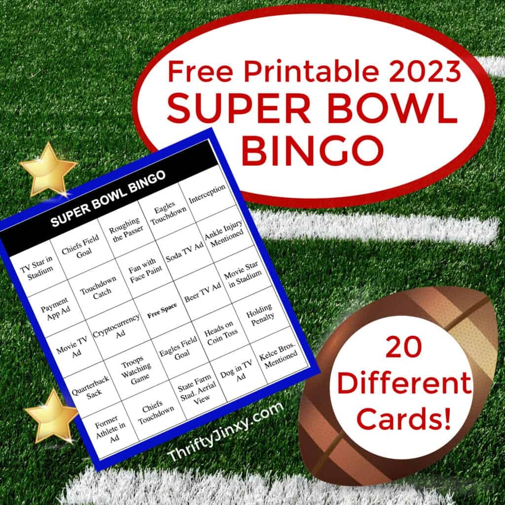 super bowl bingo cards 2023 printable