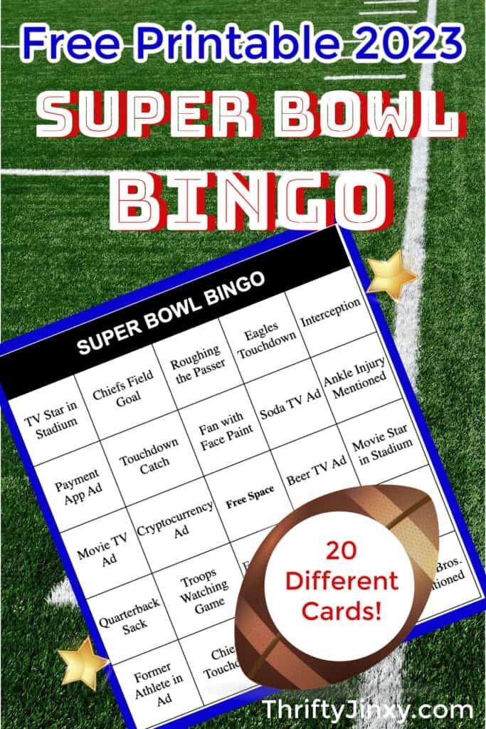 FREE Printable Super Bowl Bingo Cards For 2023 Thrifty Jinxy