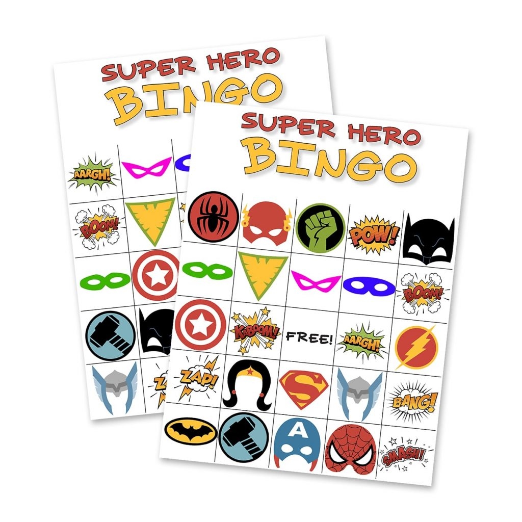 Free Printable Super Hero Bingo Party Printable Bingo Cards
