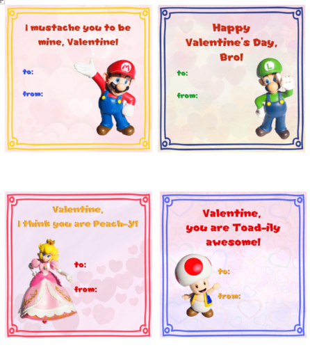 super mario valentines day cards free printable