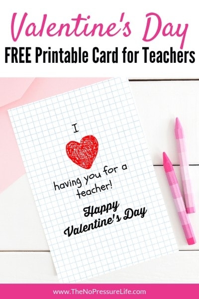 valentines card for teacher printable