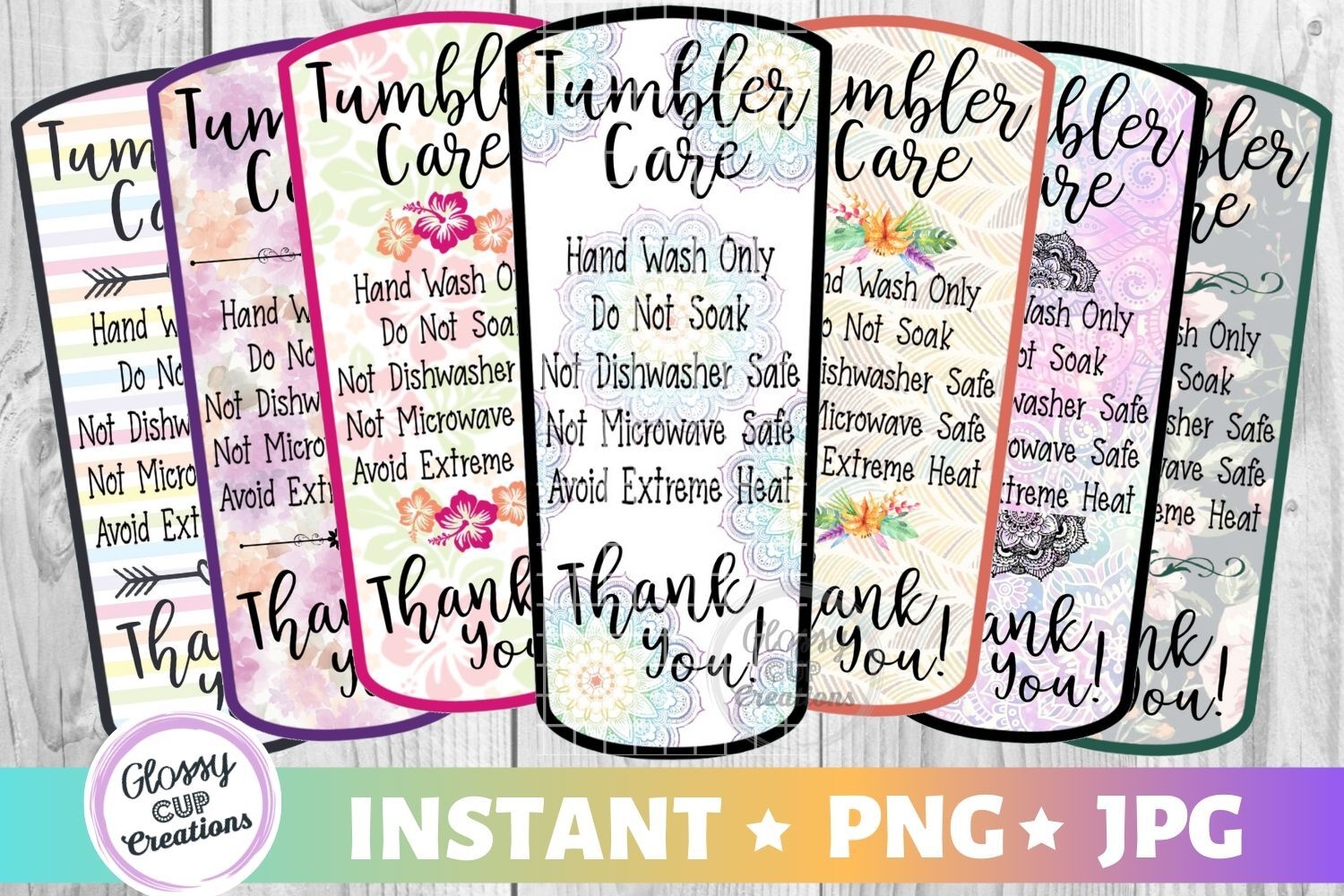 tumbler care cards free printable