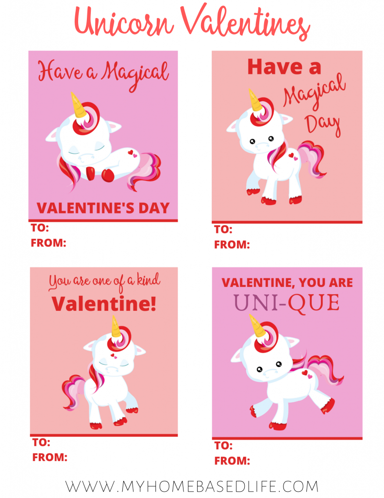 Free Printable Unicorn Valentine Cards