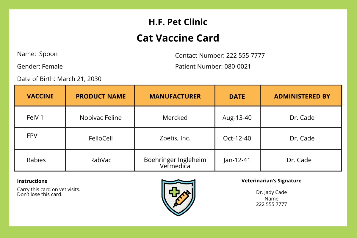 Free Printable Vaccine Card Template To Edit Online