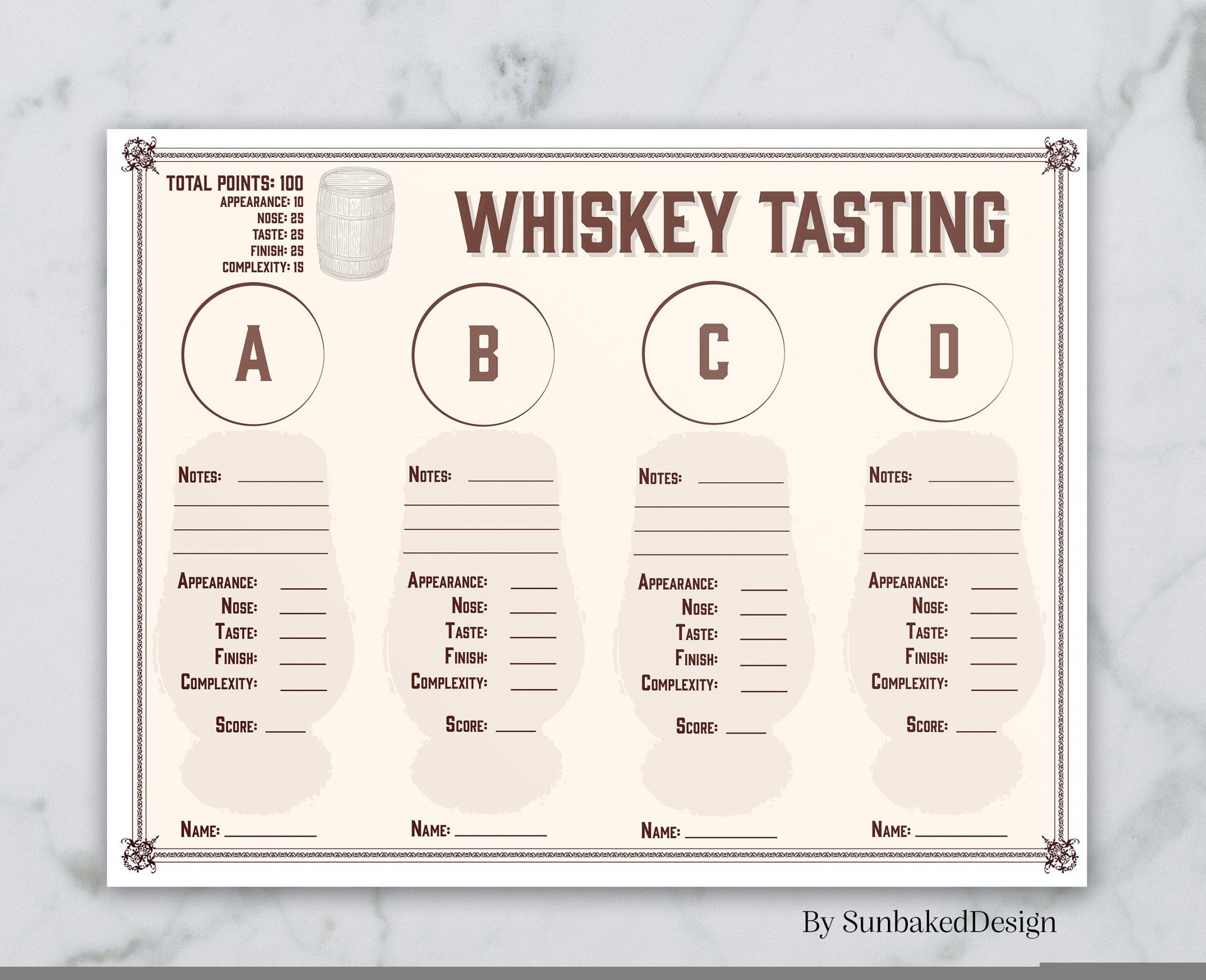 free printable whiskey tasting sheet template