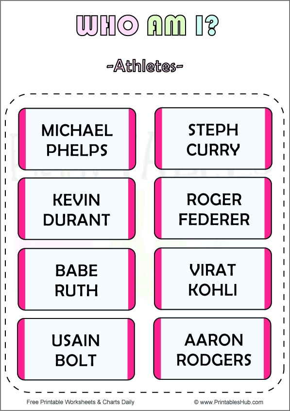 Free Printable Who What Am I Game Cards PDF Printables Hub