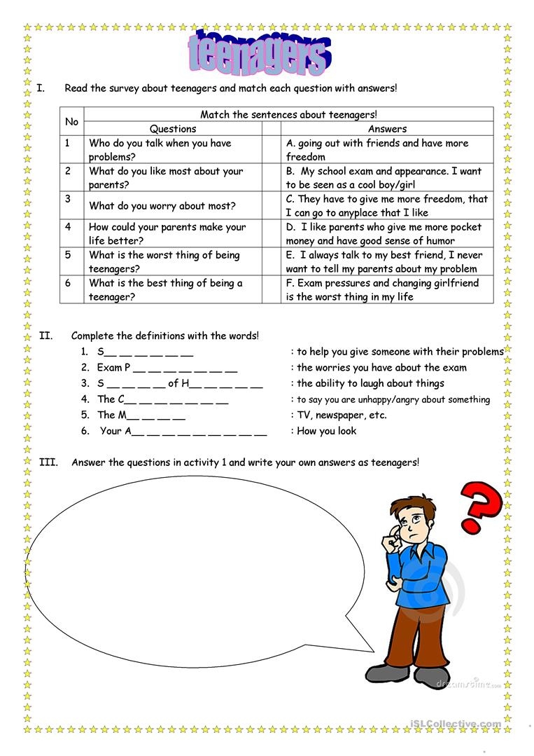 Free Printable Worksheets For Teens Ronald Worksheets