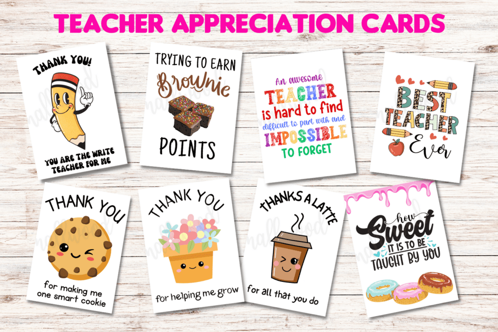 thank you cards for teachers free printables