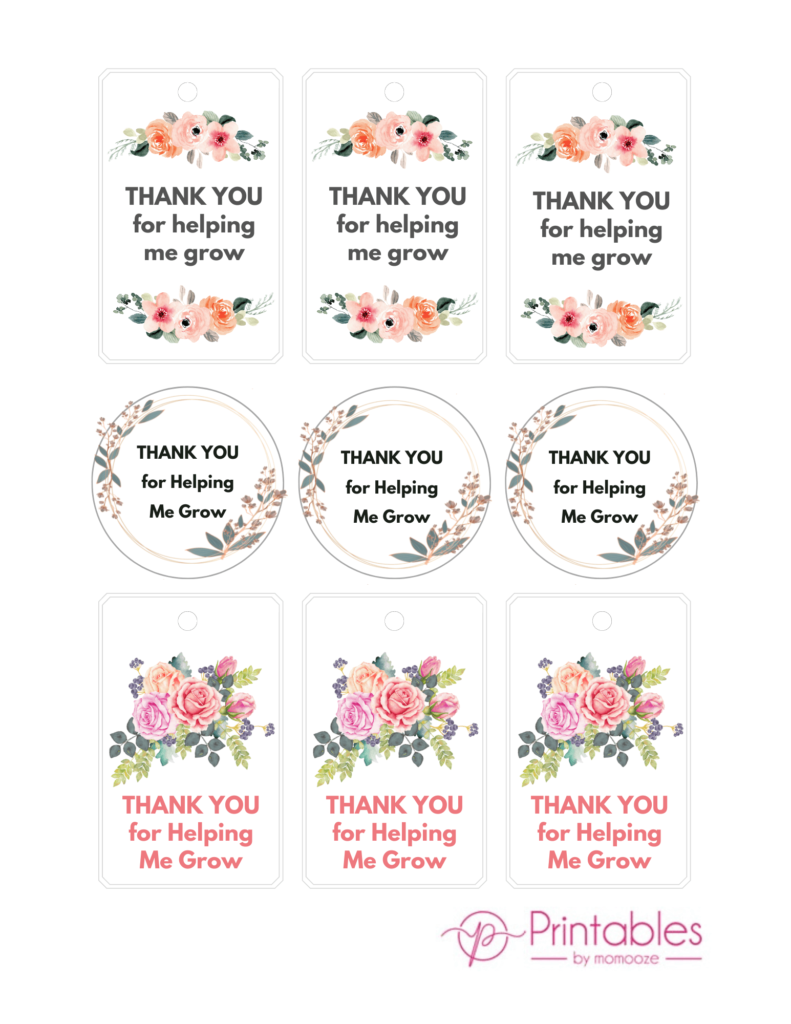 FREE Thank You For Helping Me Grow Printable Cute Tags To Print At Home