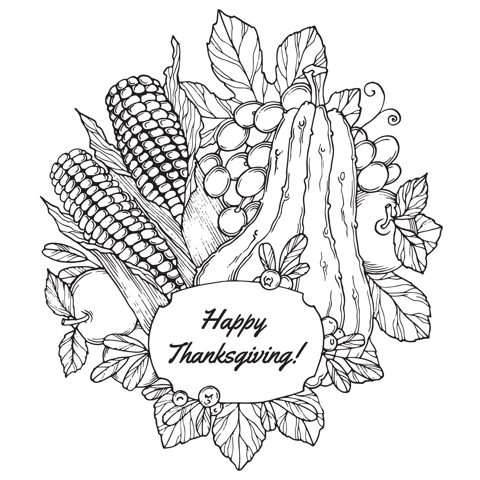 Free Thanksgiving Drawing To Download And Color Thanksgiving Coloring