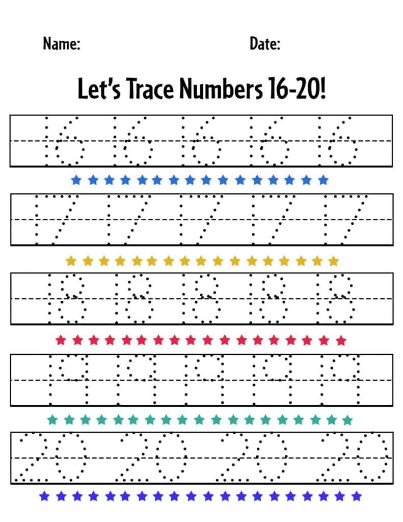 Free Traceable Number Worksheet 1 20 Download Free Traceable Number
