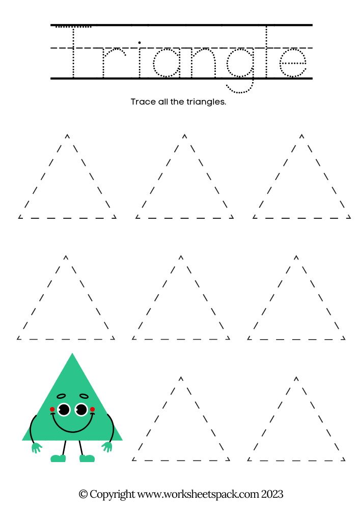 FREE Triangle Tracing Worksheets Printable Worksheetspack 