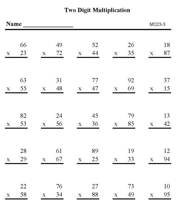 two digit multiplication worksheets pdf