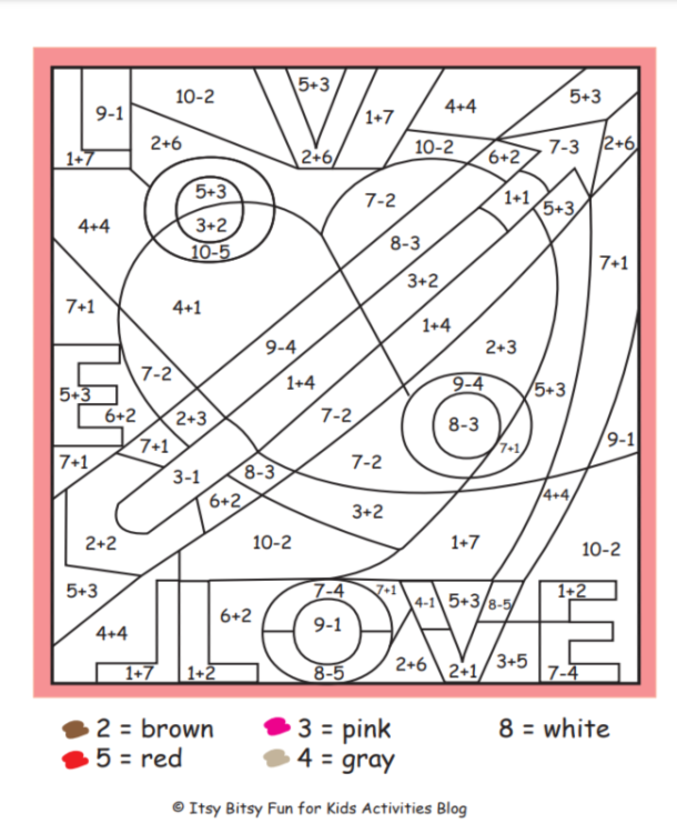 Free Valentine S Day Math Coloring Worksheet Download Free Valentine S
