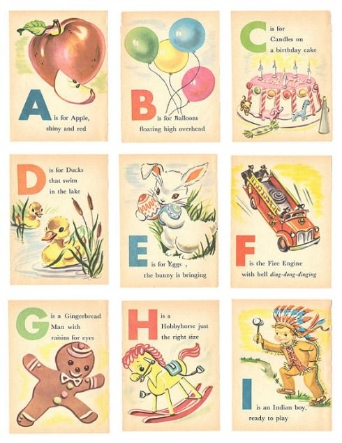 Free Vintage Alphabet Printables Vintage Alphabet Flash Cards 