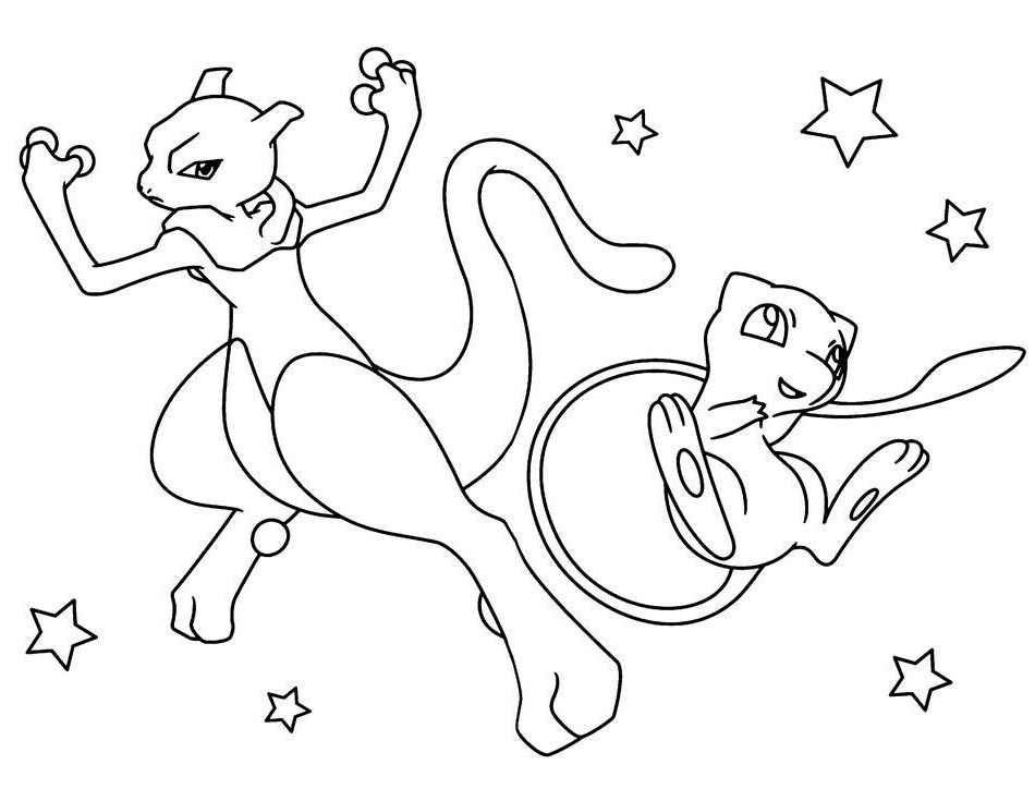 Funny Mew Pokemon Coloring Page Anime Coloring Pages