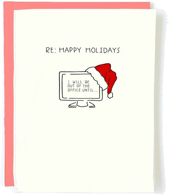 Funny Office Christmas Card Party Gift Out Of The Office Happy Holidays