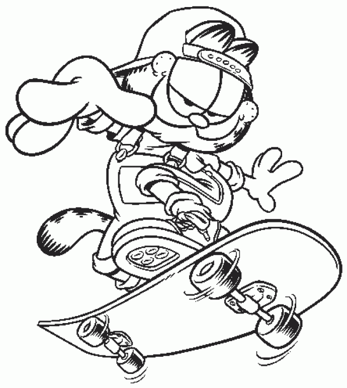 Garfield Skateboarding Coloring Page Free Printable Coloring Pages