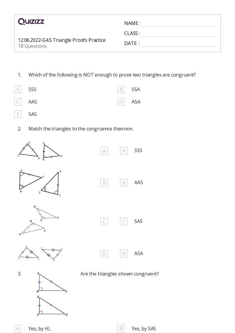 triangle proofs worksheet