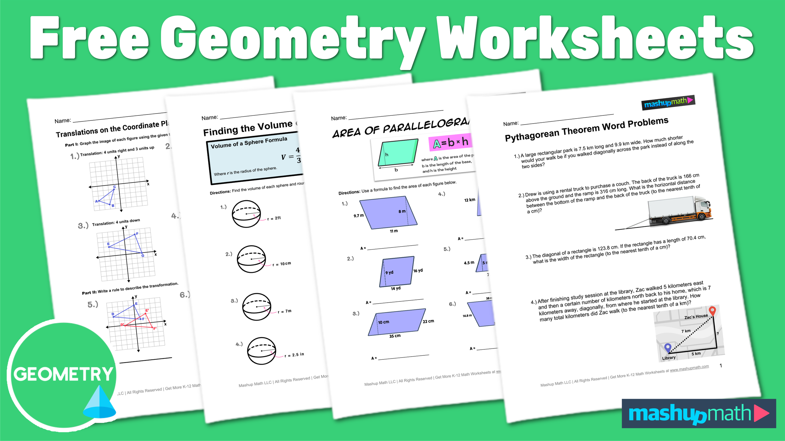 free geometry worksheets