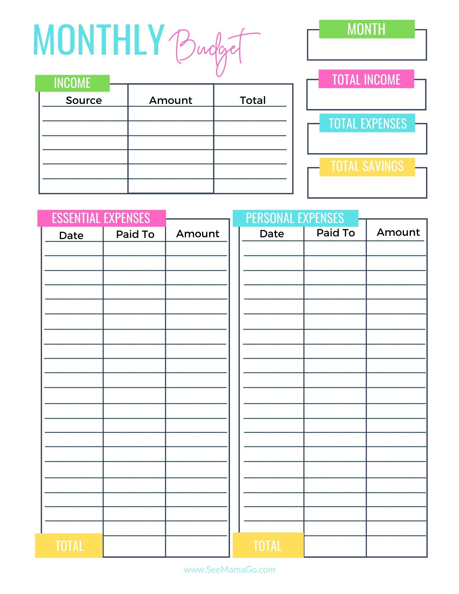 Get The Free Monthly Budgeting Worksheet Tips On Raising Minimalist Kids