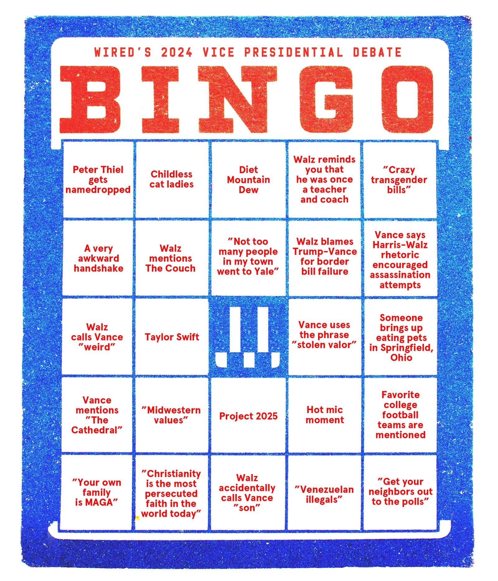 vp debate bingo card printable